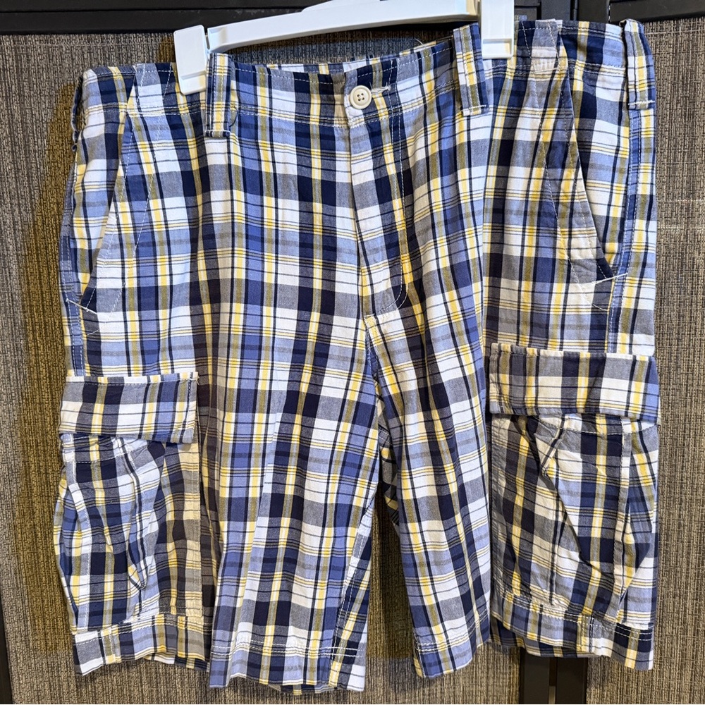 Polo Jeans Co Men’s Plaid navy yellow,‎ and white Shorts Size 38